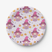 Schattigee heks Halloween patroon met pompoenen en Papieren Bordje (Voorkant)