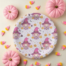 Schattigee heks Halloween patroon met pompoenen en