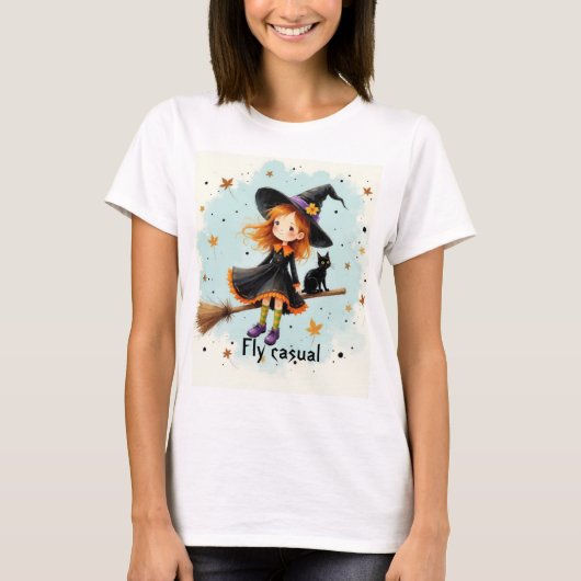 Schattigee heks Halloween t shirt (Voorkant)
