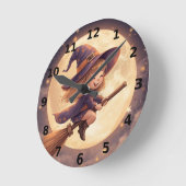 Schattigee heks Halloween Wall Clock - Spooky Deco Ronde Klok (Hoek)