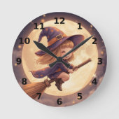 Schattigee heks Halloween Wall Clock - Spooky Deco Ronde Klok (Voorkant)