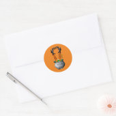 Schattigee heks Halloween zwart en sinaasappel Ronde Sticker (Envelop)