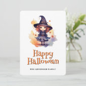 Schattigee heks Happy Halloween Kaart (Staand voorkant)