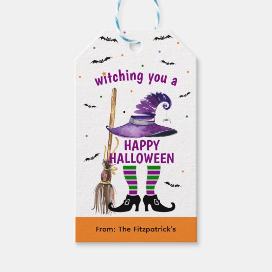 Schattigee heks Happy Halloween Kinder Party Bag G Cadeaulabel (Voorkant)