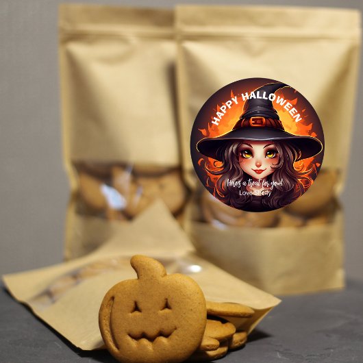 Schattigee heks Happy Halloween vriendelijke pompo Ronde Sticker