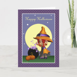 Schattigee heks Happy Halloween Wenskaart Kaart