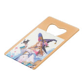 Schattigee heks Holding Black Cat Thunder_Cove Creditkaart Flessenopener (Achterkant Gekanteld)