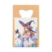 Schattigee heks Holding Black Cat Thunder_Cove Creditkaart Flessenopener (Achterkant)