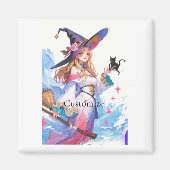 Schattigee heks Holding Black Cat Thunder_Cove Magneet (Voorkant)