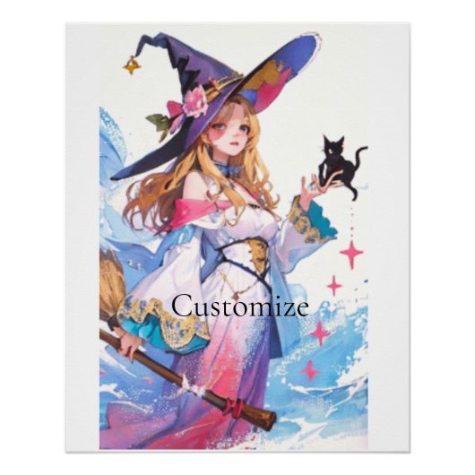 Schattigee heks Holding Black Cat Thunder_Cove Perfect Poster (Voorkant)
