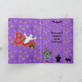 Schattigee heks, kat, vleermuizen en spin Paarse H Kaart (Binnen)