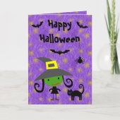 Schattigee heks, kat, vleermuizen en spin Paarse H Kaart (Voorkant)