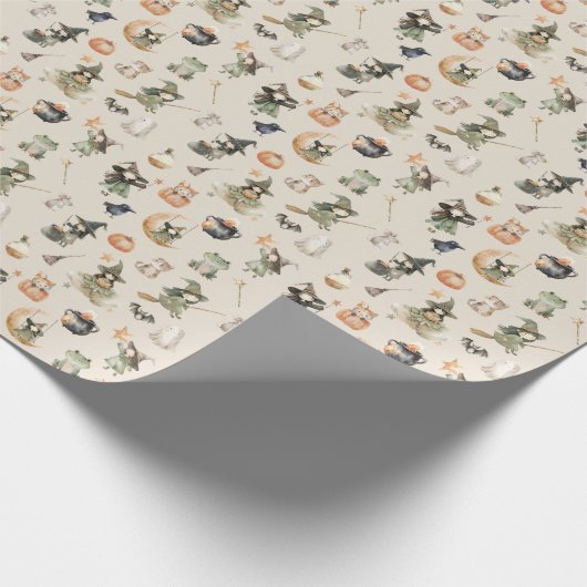 Schattigee heks Kinder Halloween Verjaardag Cadeaupapier (Hoek)