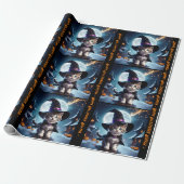Schattigee heks kitten halloween meisjesnaam toevo cadeaupapier (Uitgerold)
