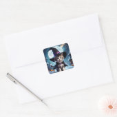 Schattigee heks kitten pompoen halloween Trick or  Vierkante Sticker (Envelop)