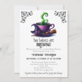 Schattigee heks koffiekopje Halloween Twins Baby s Kaart (Voorkant)