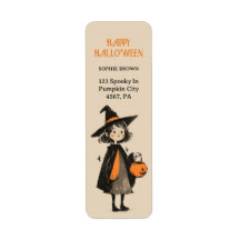 Schattigee heks meisje retro Halloween retouradres