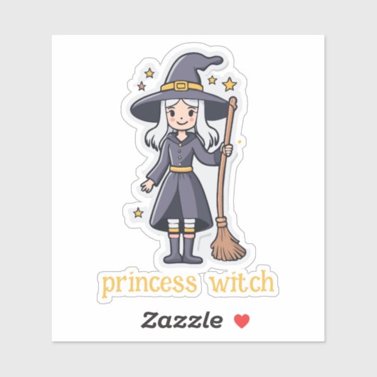 Schattigee heks met bezem sticker (Vel)