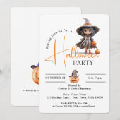 SCHATTIGEE HEKS MET GROTE OGEN, HALLOWEEN-FEEST KAART (Voorkant / Achterkant)