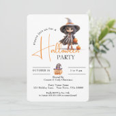 SCHATTIGEE HEKS MET GROTE OGEN, HALLOWEEN-FEEST KAART (Staand voorkant)