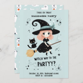 Schattigee heks met Halloween Pun Party Kaart