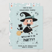 Schattigee heks met Halloween Pun Party Kaart (Voorkant / Achterkant)