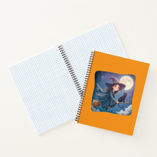 Schattigee heks met kattenspiraal Notitieboek (Binnen)