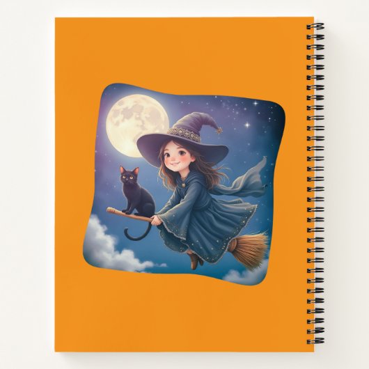 Schattigee heks met kattenspiraal Notitieboek (Achterkant)