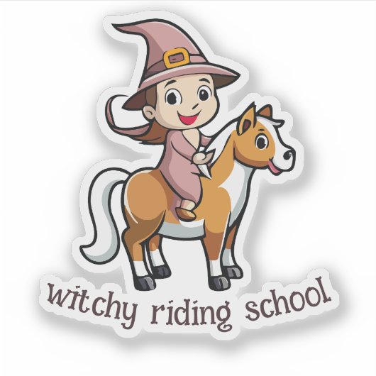 Schattigee heks op een paard sticker (Voorkant)