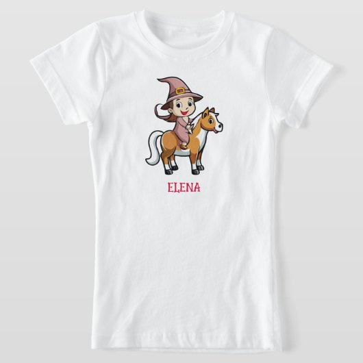 Schattigee heks op een paard t-shirt (Laagn)