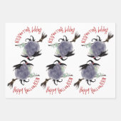 Schattigee heks op haar bezemsteel Halloween 3xWPS Inpakpapier Vel (Voorkant 2)