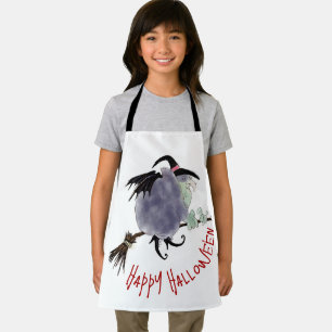 Schattigee heks op haar bezemsteel Halloween Kinde Schort
