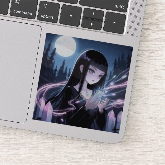 Schattigee heks opladen kristallen in Bossen Sticker (Detail)