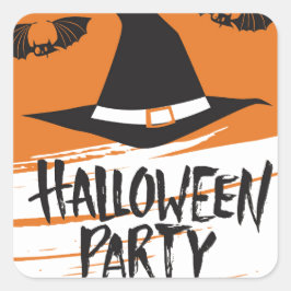 Schattigee heks Pet Halloween Party Vierkante Sticker