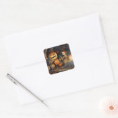 Schattigee heks pompoen halloween vleermuis vierkante sticker (Envelop)