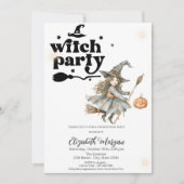 Schattigee heks pompoen partij verjaardag kaart (Voorkant)