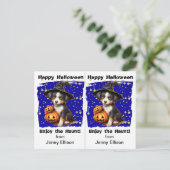 Schattigee heks puppy schoolfeest Halloween Kaart (Staand voorkant)