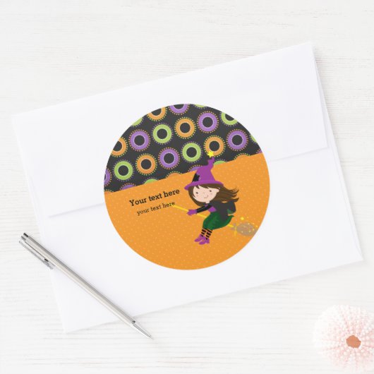 Schattigee heks ronde sticker (Envelop)