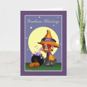 Schattigee heks Samhain Blessings Wenskaart Kaart (Voorkant)