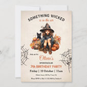 Schattigee heks spin halloween meisjes verjaardag kaart (Voorkant)