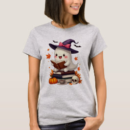 Schattigee heks spook lezen boek Halloween T-shirt