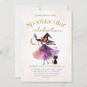 Schattigee heks Spooktacular Party Halloween Verja Kaart (Voorkant)