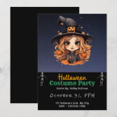 Schattigee heks Sterrennacht zwart Halloween Kaart (Voorkant / Achterkant)