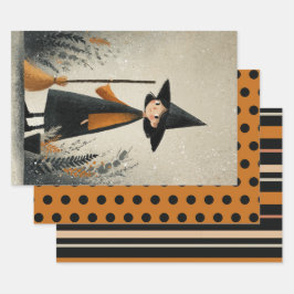 Schattigee heks verbrand Sinaasappel en zwarte Hal Inpakpapier Vel