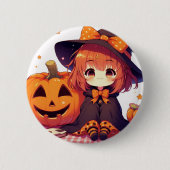 Schattigee heks voor Halloween Ronde Button 5,7 Cm (Voorkant)