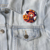 Schattigee heks voor Halloween Ronde Button 5,7 Cm (In situ)