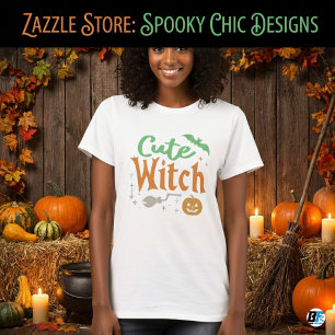 Schattigee heks zwart en wit vrouwen halloween t-shirt
