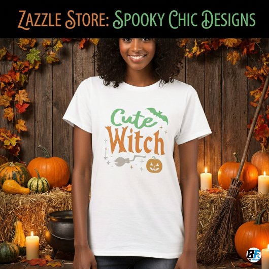 Schattigee heks zwart en wit vrouwen halloween t-shirt