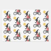 Schattigee heks zwarte kat fietsen spookachtige ke inpakpapier vel (Voorkant)