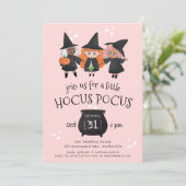 Schattigee heksen Hocus Pocus Halloween Party Uitn Feestdagenkaart (Staand voorkant)
